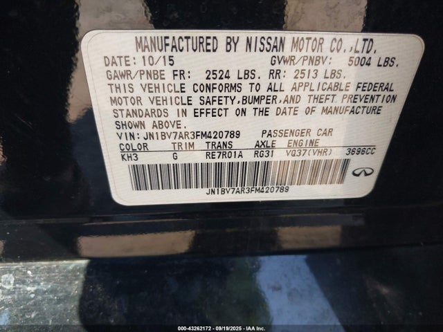 JN1BV7AR3FM420789 Infiniti Q50