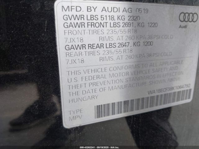 2019 AUDI Q3 WA1BECF38K1064792 Photo 8