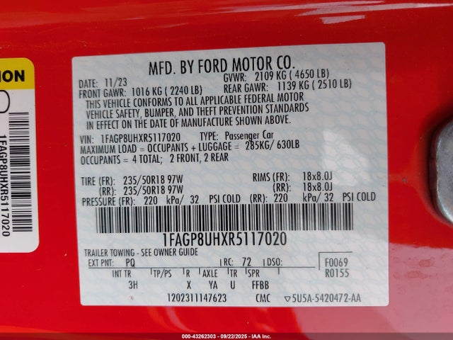 1FAGP8UHXR5117020 Ford Mustang Ecoboost Premium