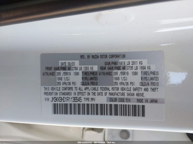 2024 MAZDA CX-90 JM3KKBHD1R1136545 Photo 8