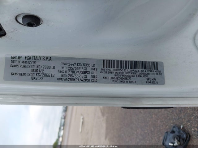 ZFBHRFABXK6M56120 RAM Promaster City