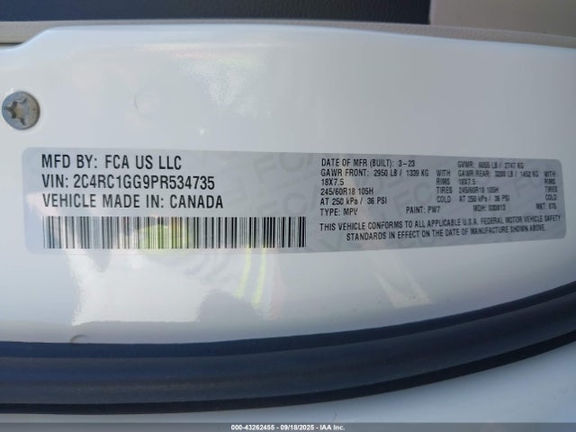 2C4RC1GG9PR534735 Chrysler Pacifica