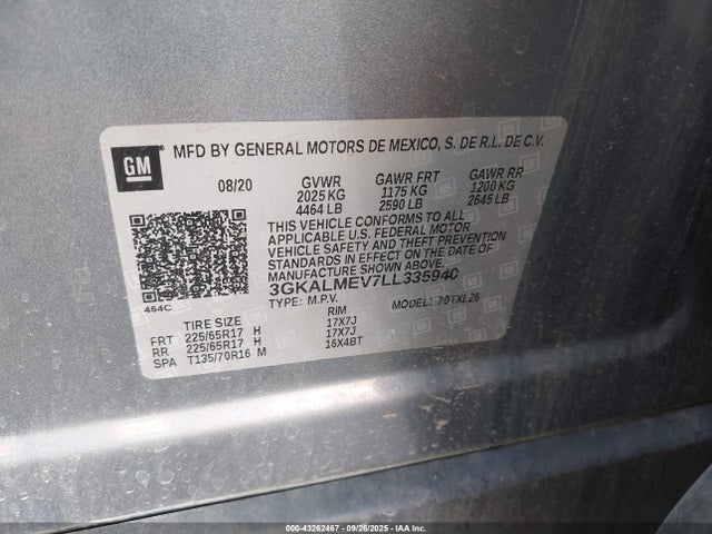 GMC Terrain Fwd Sle 2020 3GKALMEV7LL335940 Image 9