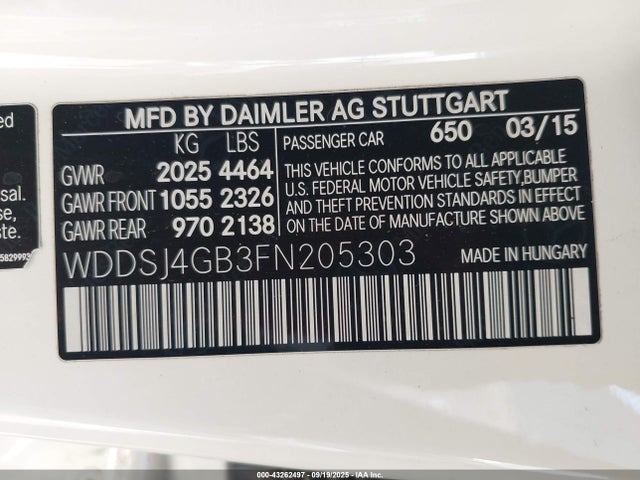 WDDSJ4GB3FN205303 Mercedes-Benz 2015
