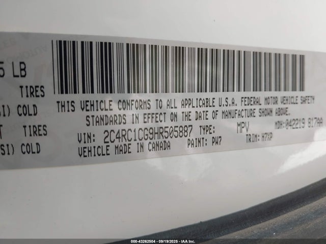 2C4RC1CG9HR505887 Chrysler Pacifica