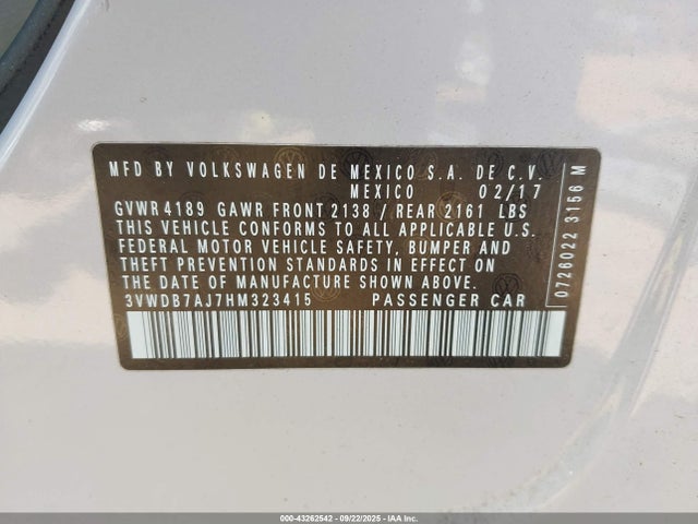 2017 VOLKSWAGEN JETTA 3VWDB7AJ7HM323415 Photo 8
