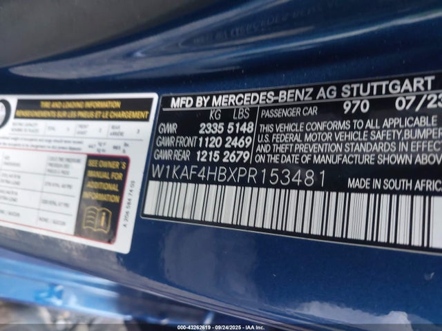Продаж на аукціоні авто 2023 Mercedes-benz C 300 4matic, vin: W1KAF4HBXPR153481, номер лоту: 43262619