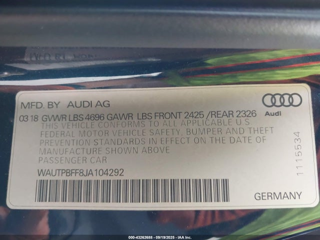 Audi 2018 2018 WAUTPBFF8JA104292 Image 9