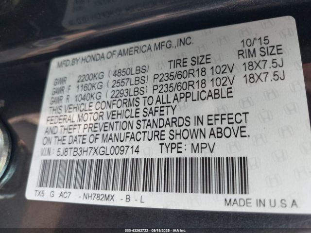 2016 ACURA RDX 5J8TB3H7XGL009714 Photo 8