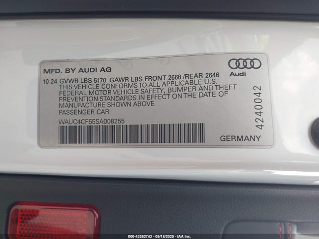 2025 AUDI S5 SPORTBACK WAUC4CF55SA008255 Photo 8