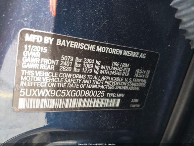 2016 BMW X3 5UXWX9C5XG0D80025 Photo 8