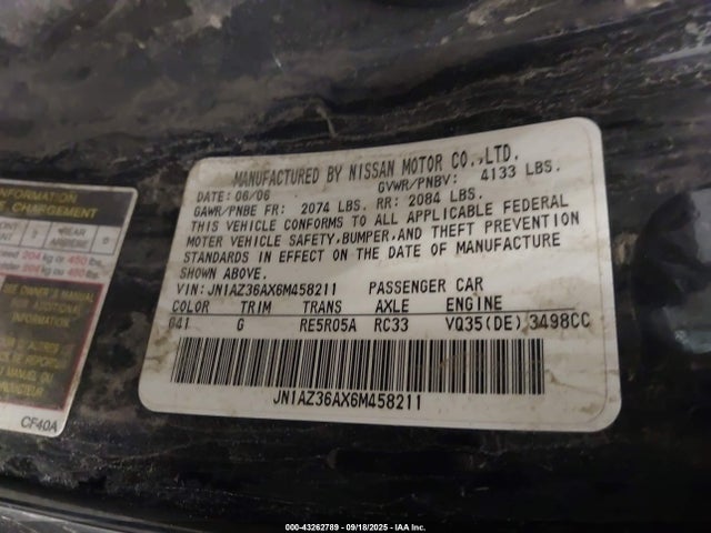 2006 NISSAN 350Z JN1AZ36AX6M458211 Photo 8
