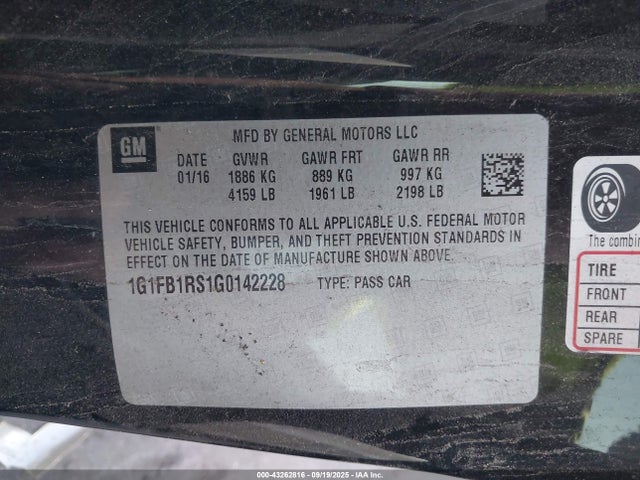 1G1FB1RS1G0142228 Chevrolet lgx - di: direct injection, vvt, alum, gen 2