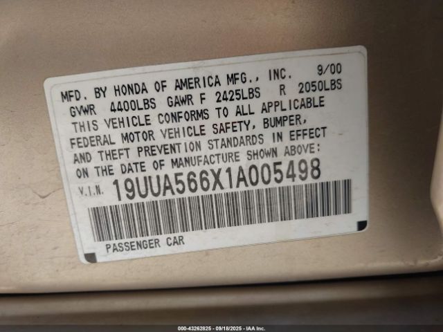 2001 ACURA TL 19UUA566X1A005498 Photo 8