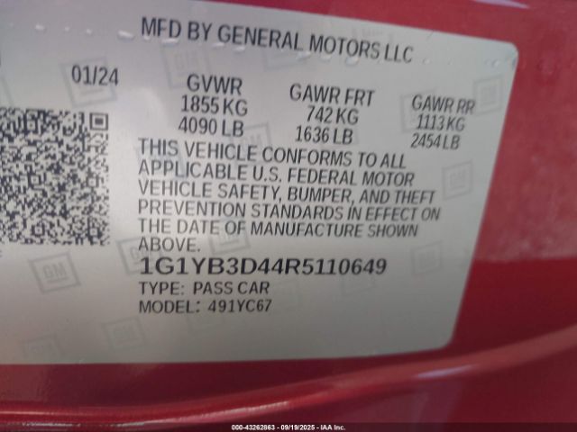 2024 CHEVROLET CORVETTE STINGRAY 1G1YB3D44R5110649 Photo 8