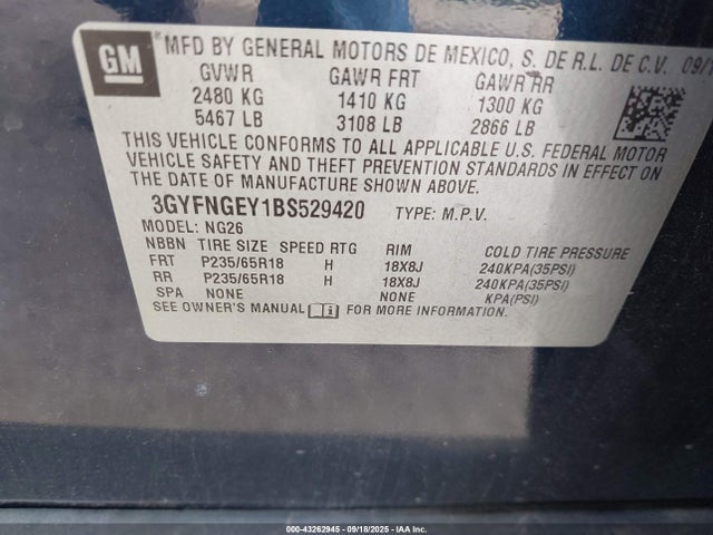 2011 CADILLAC SRX 3GYFNGEY1BS529420 Photo 8