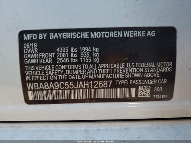 WBA8A9C55JAH12687 BMW 2018