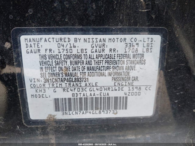 Nissan 2016 2016 3N1CN7AP4GL893731 Image 9