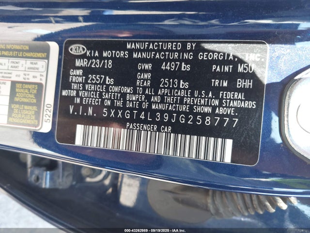 KIA gdi 2018 5XXGT4L39JG258777 Image 9
