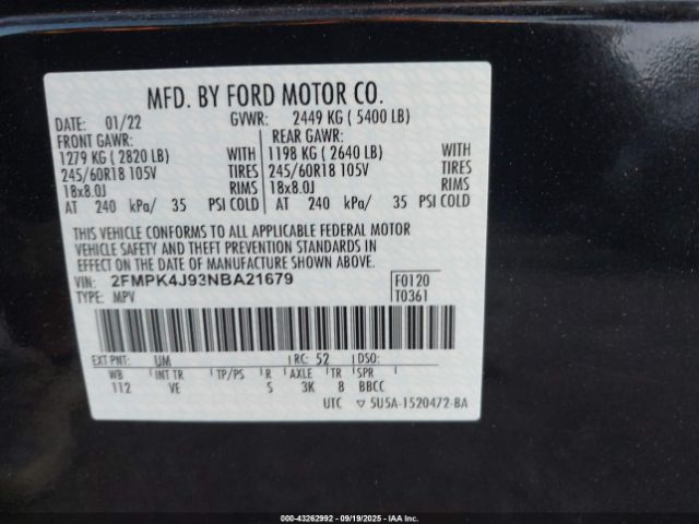 2022 FORD EDGE 2FMPK4J93NBA21679 Photo 8