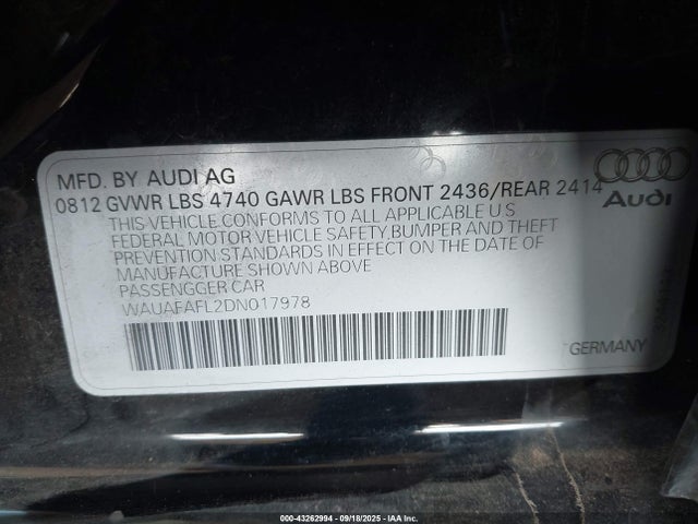 2013 AUDI A4 WAUAFAFL2DN017978 Photo 8
