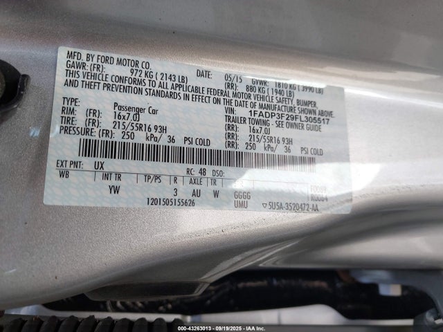 Ford Focus 2015 1FADP3F29FL305517 Image 9