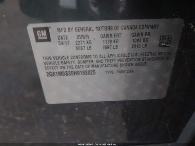 2017 CADILLAC XTS 2G61M5S35H9183025 Photo 8