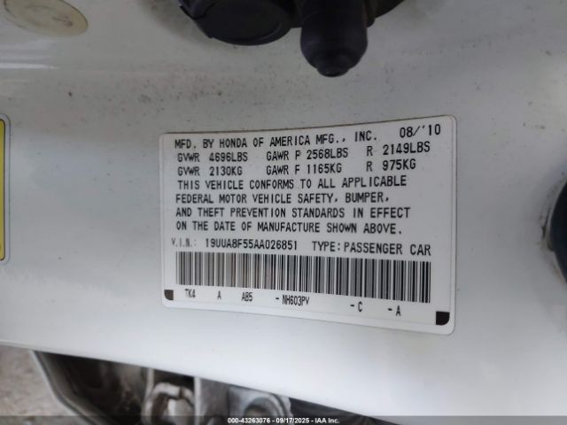 2010 ACURA TL 19UUA8F55AA026851 Photo 8