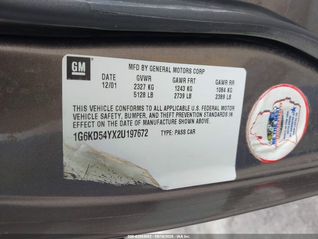 2002 CADILLAC DEVILLE 1G6KD54YX2U197672 Photo 8