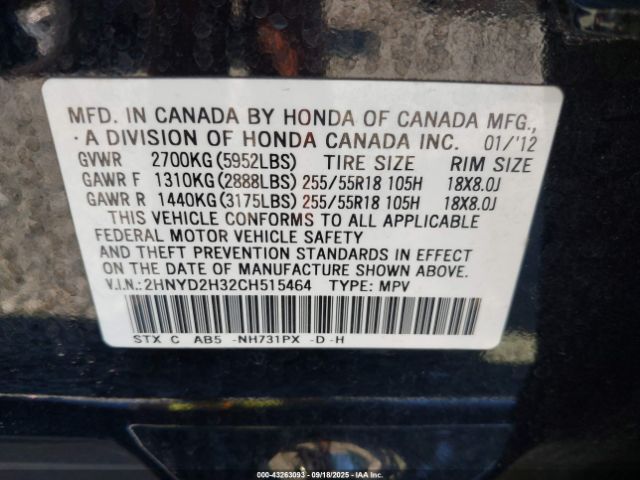 2012 ACURA MDX 2HNYD2H32CH515464 Photo 8