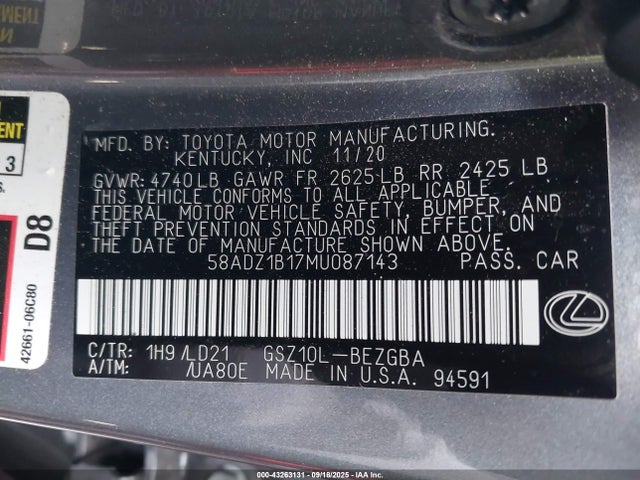 58ADZ1B17MU087143 Lexus 2gr-fks