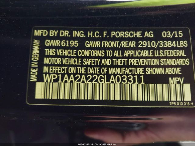 2016 PORSCHE CAYENNE WP1AA2A22GLA03311 Photo 8