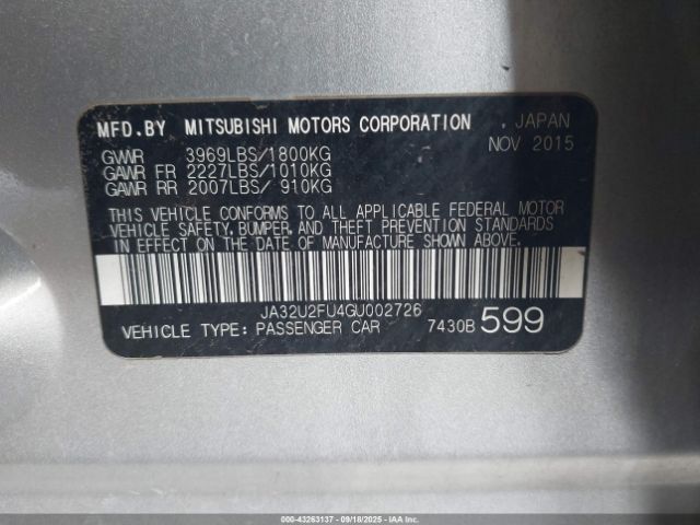 2016 MITSUBISHI LANCER JA32U2FU4GU002726 Photo 8