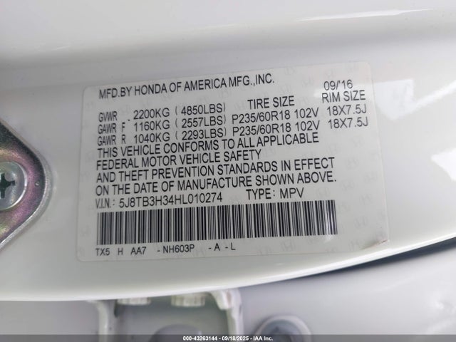 5J8TB3H34HL010274 Acura j35z2