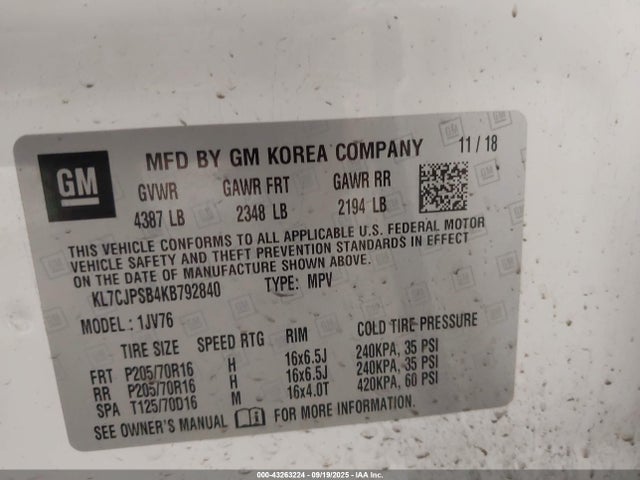 Chevrolet luv - mfi, variable valve timing, e85 max, alum 2019 KL7CJPSB4KB792840 Image 9