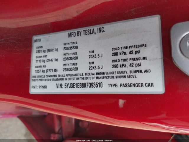 2019 TESLA MODEL 3 5YJ3E1EB8KF393510 Photo 8
