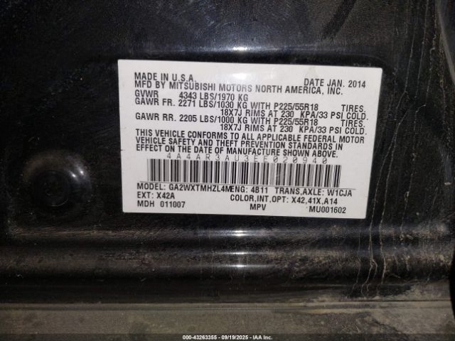 2014 MITSUBISHI OUTLANDER SPORT 4A4AR3AU3EE020940 Photo 8