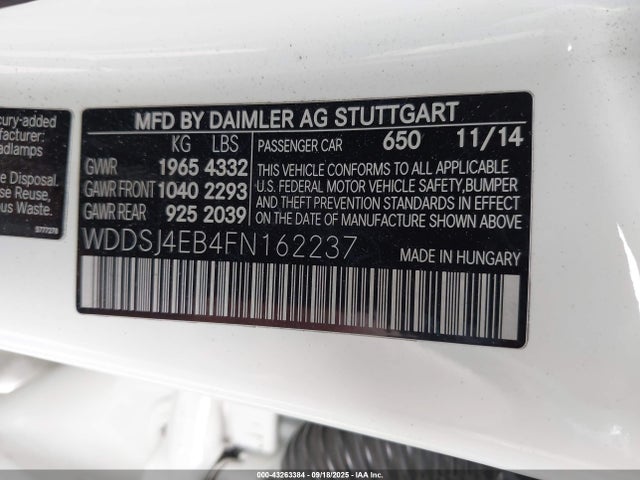Mercedes-Benz 2015 2015 WDDSJ4EB4FN162237 Image 9