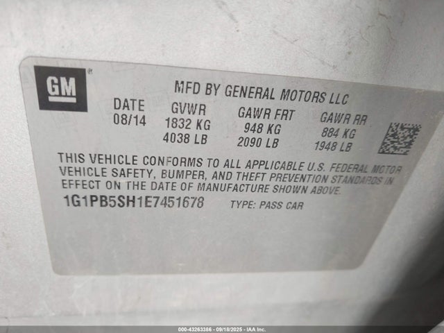 1G1PB5SH1E7451678 Chevrolet luw