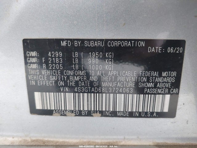 Subaru Impreza 2020 4S3GTAD68L3724063 Image 9
