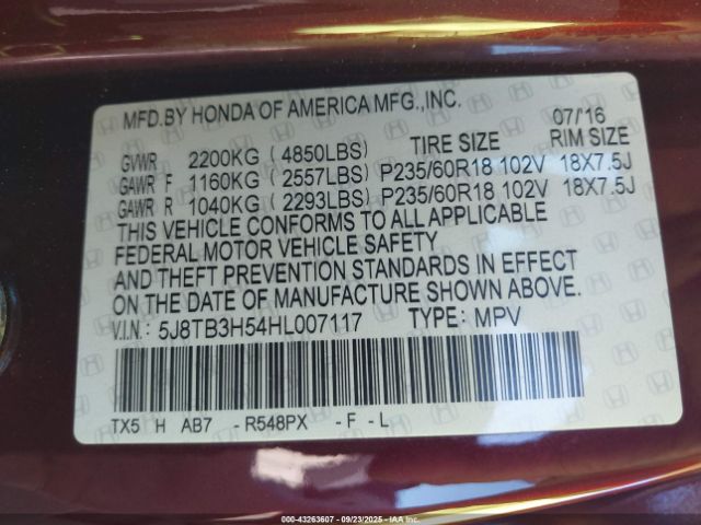 2017 ACURA RDX 5J8TB3H54HL007117 Photo 8