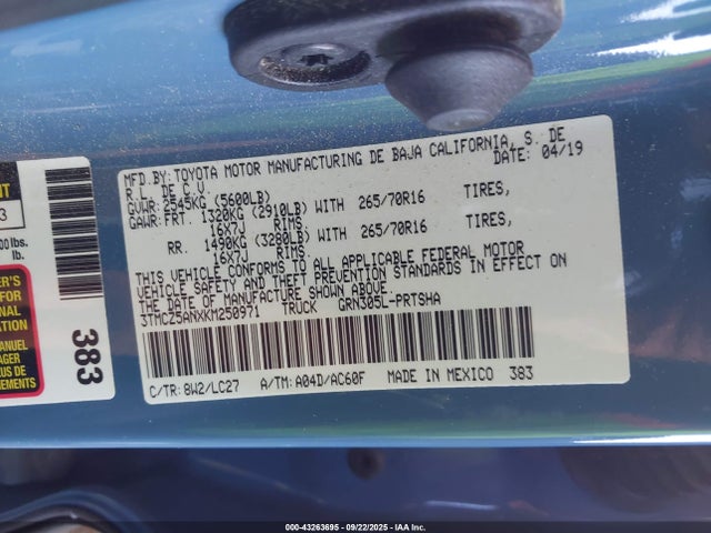 3TMCZ5ANXKM250971 Toyota 2gr-fks