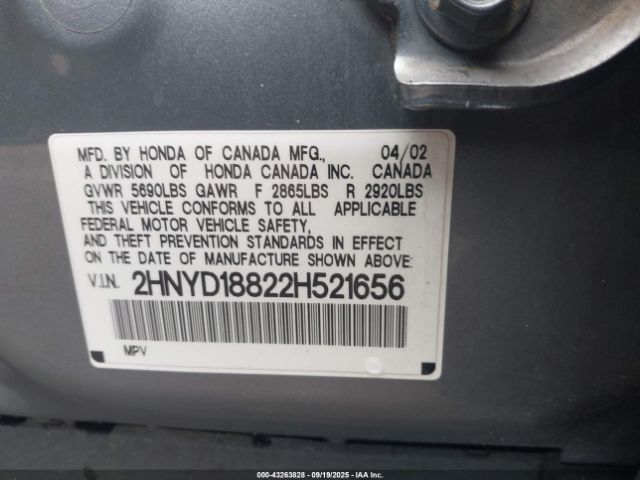 2002 ACURA MDX 2HNYD18822H521656 Photo 8