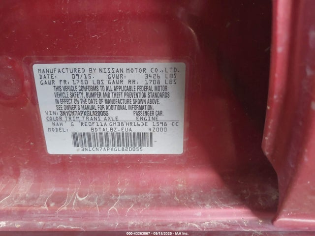 3N1CN7APXGL820055 Nissan 2016