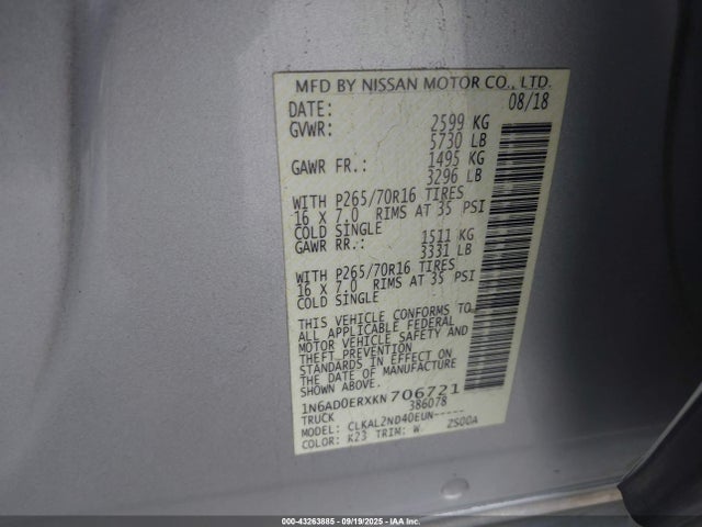 1N6AD0ERXKN706721 Nissan 2019