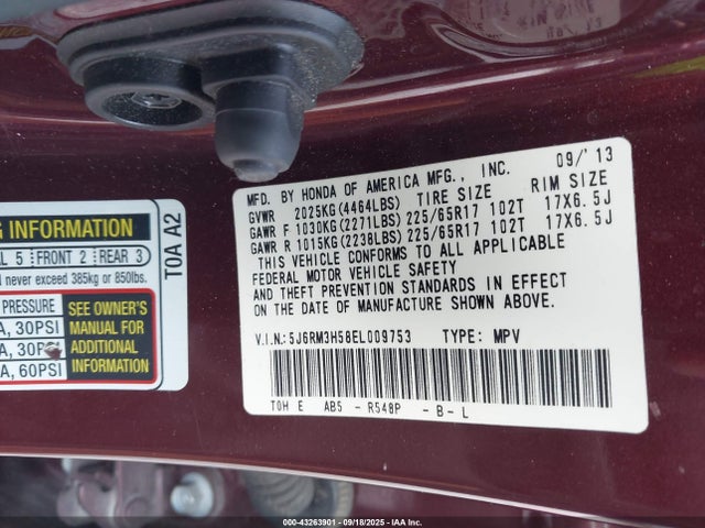 5J6RM3H58EL009753 Honda k24z7