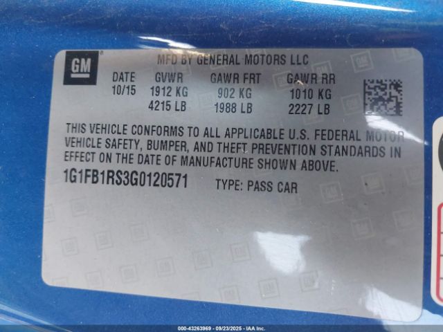 2016 CHEVROLET CAMARO 1G1FB1RS3G0120571 Photo 8