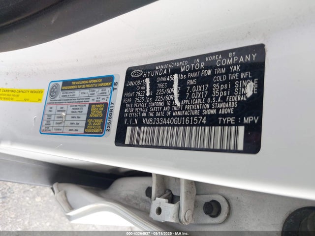 KM8J33A40GU161574 Hyundai 2016