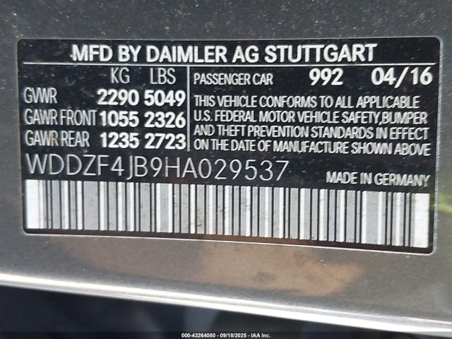 WDDZF4JB9HA029537 Mercedes-Benz m274
