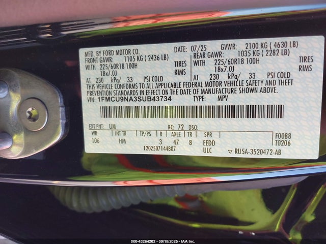 Ford gtdi a 2025 1FMCU9NA3SUB43734 Image 9